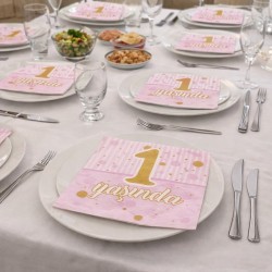 Toptan 1 Yaşında Pembe Peçete (16 Adet)