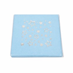 Toptan Mavi Gümüş Yaldızlı Yıldızlar Peçete (16 Adet)