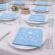 Toptan Mavi Gümüş Yaldızlı Yıldızlar Peçete (16 Adet)