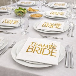 Toptan Team Bride Yüzüklü Gold Varaklı Peçete (16 Adet)