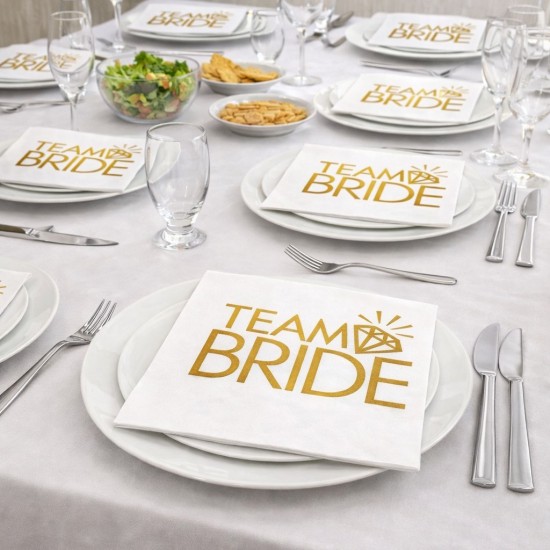 Toptan Team Bride Yüzüklü Gold Varaklı Peçete (16 Adet)