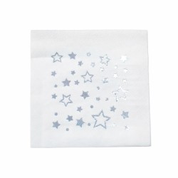 Toptan Beyaz Gümüş Yıldızlı Varaklı Peçete (16 Adet)