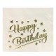 Toptan Happy Birthday Beyaz Gold Varaklı Peçete(16Adet)