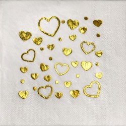 Toptan Kalp Baskılı Varaklı Gold Peçete (16 Adet)