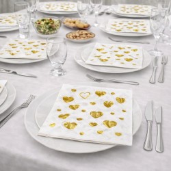 Toptan Kalp Baskılı Varaklı Gold Peçete (16 Adet)