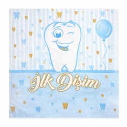 Toptan İlk Dişim Mavi Peçete (16Adet)