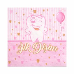 Toptan İlk Dişim Pembe Peçete (16 Adet)