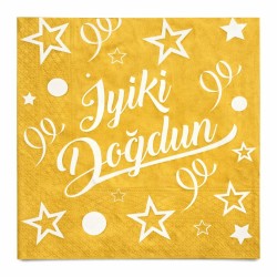 Toptan Gold İyi Ki Doğdun Peçete (16 Adet)