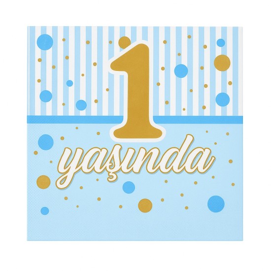 Toptan 1 Yaşında Mavi Peçete (16 Adet)