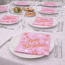 Toptan Pembe Altın İyi Ki Doğdun Peçete (16 Adet)