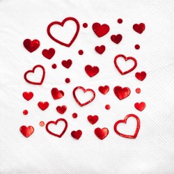 Toptan Kalp Baskılı Varaklı Kırmızı Peçete (16 Adet)