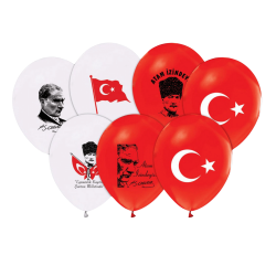 Toptan Atatürk Baskılı Lateks Balon 100 Adet