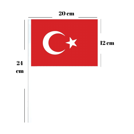 Toptan Ay Yıldızlı Bayrak Çıtalı 24 cm