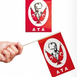 Toptan Atatürk Baskılı Çıtalı Bayrak 37 cm 40 lı Toptan Atatürk Baskılı Çıtalı Bayrak 37 cm 40 lı