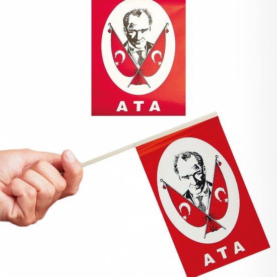 Toptan Atatürk Baskılı Çıtalı Bayrak 37 cm 40 lı Toptan Atatürk Baskılı Çıtalı Bayrak 37 cm 40 lı