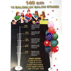 Toptan 140 cm 13 Balonluk Balon Standı Toptan 140 cm 13 Balonluk Balon Standı