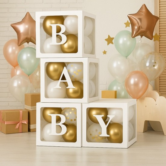 Toptan Beyaz Balon Kutusu “BABY” Yazılı 25 cm Toptan Beyaz Balon Kutusu “BABY” Yazılı 25 cm