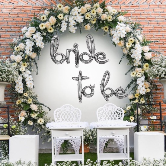 Toptan Bride To Be İmza Gümüş Folyo Balon Set Toptan Bride To Be İmza Gümüş Folyo Balon Set