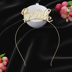 Toptan Bride Yüzüklü Metal Taç Gold Altın