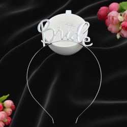 Toptan Bride Yüzüklü Metal Taç Gümüş