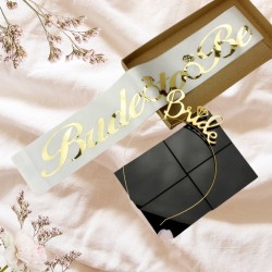 Toptan Bride To Be Kuşak ve Taç Set Beyaz Altın