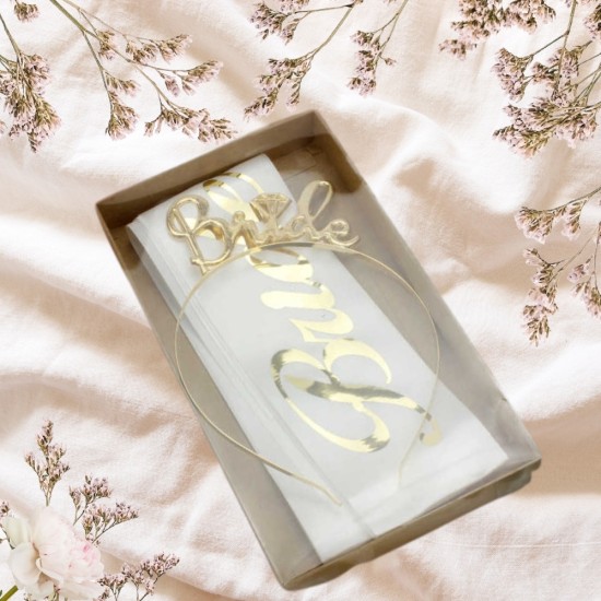 Toptan Bride To Be Kuşak ve Taç Set Beyaz Altın Toptan Bride To Be Kuşak ve Taç Set Beyaz Altın
