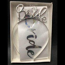 Toptan Bride To Be Kuşak ve Taç Set Beyaz Gümüş