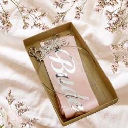 Toptan Bride To Be Kuşak ve Taç Set Pembe Gümüş