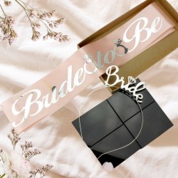 Toptan Bride To Be Kuşak ve Taç Set Pembe Gümüş