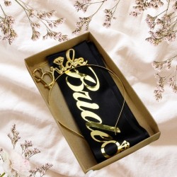 Toptan Bride To Be Kuşak ve Taç Set Siyah Altın
