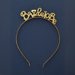 Toptan Bride To Be Metal Taç Gold Altın