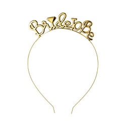 Toptan Bride To Be Metal Taç Gold Altın