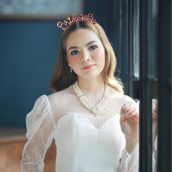 Toptan Bride To Be Metal Taç Rose Gold