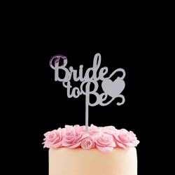 Toptan Pleksi Pasta Üzeri Yazı Bride To Be Yüzüklü Gümüş