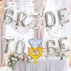 Toptan Bride Yüzüklü Gümüş Folyo Balon Set