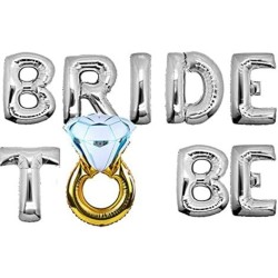 Toptan Bride Yüzüklü Gümüş Folyo Balon Set
