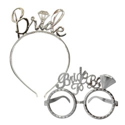 Toptan Bride To Be Plastik Gözlük Taç Set Gümüş