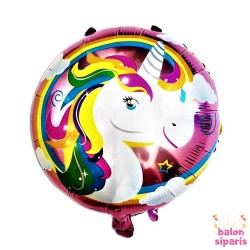 Toptan Unicorn 18 İnc Yuvarlak Folyo Balon