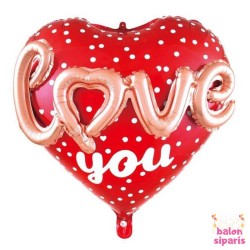 Toptan 24 İnç Love Yazılı Kalp Folyo Balon