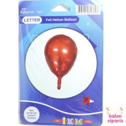 Toptan Bonbon Armut Folyo Balon 18 İnç Kırmızı