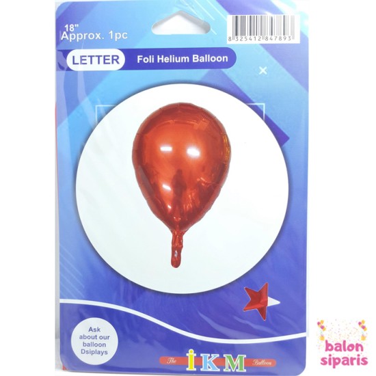 Toptan Bonbon Armut Folyo Balon 18 İnç Kırmızı