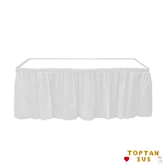 Toptan Plastik Beyaz Masa Eteği 75 X 426Cm