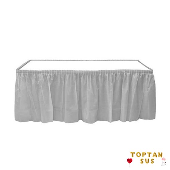 Toptan Plastik Gümüş Masa Eteği 75 X 426Cm