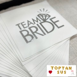 Toptan Team Bride Yüzüklü Beyaz Gümüş Varaklı Peçete