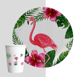 Toptan Flamingo Karton Tabak Bardak Set