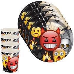 Toptan Korku Emoji Karton Tabak Bardak Set