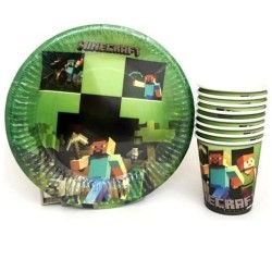 Toptan Minecraft Karton Tabak Bardak Set