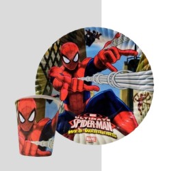 Toptan Spiderman Karton Tabak Bardak Set