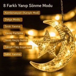 Ay Yıldız Saçak Perde LED Işık 2,5 Metre (Toptan)