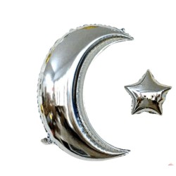 Toptan Ay Yıldız Folyo Balon Gümüş